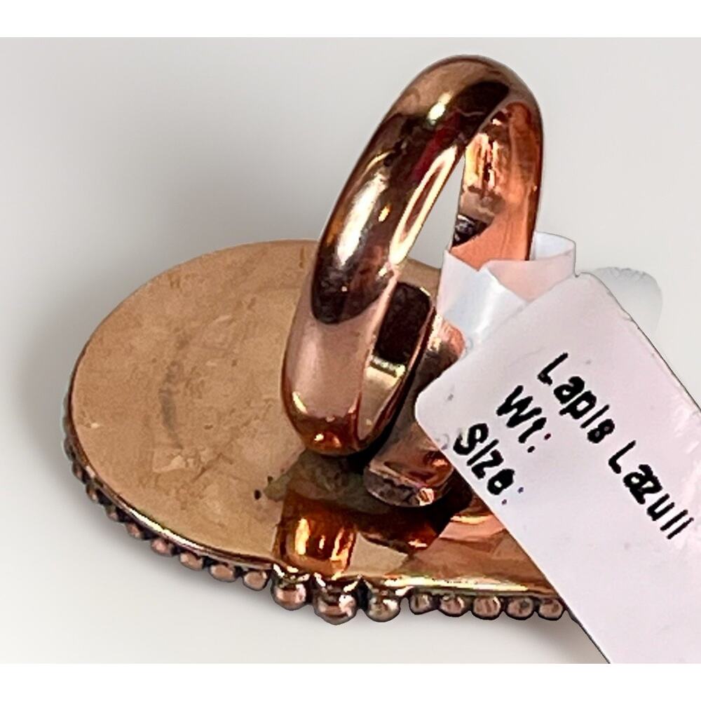 Large Southwestern Lapis Lazuli Copper Statement Ring Adjustable Size NEW - Picture 10 of 16